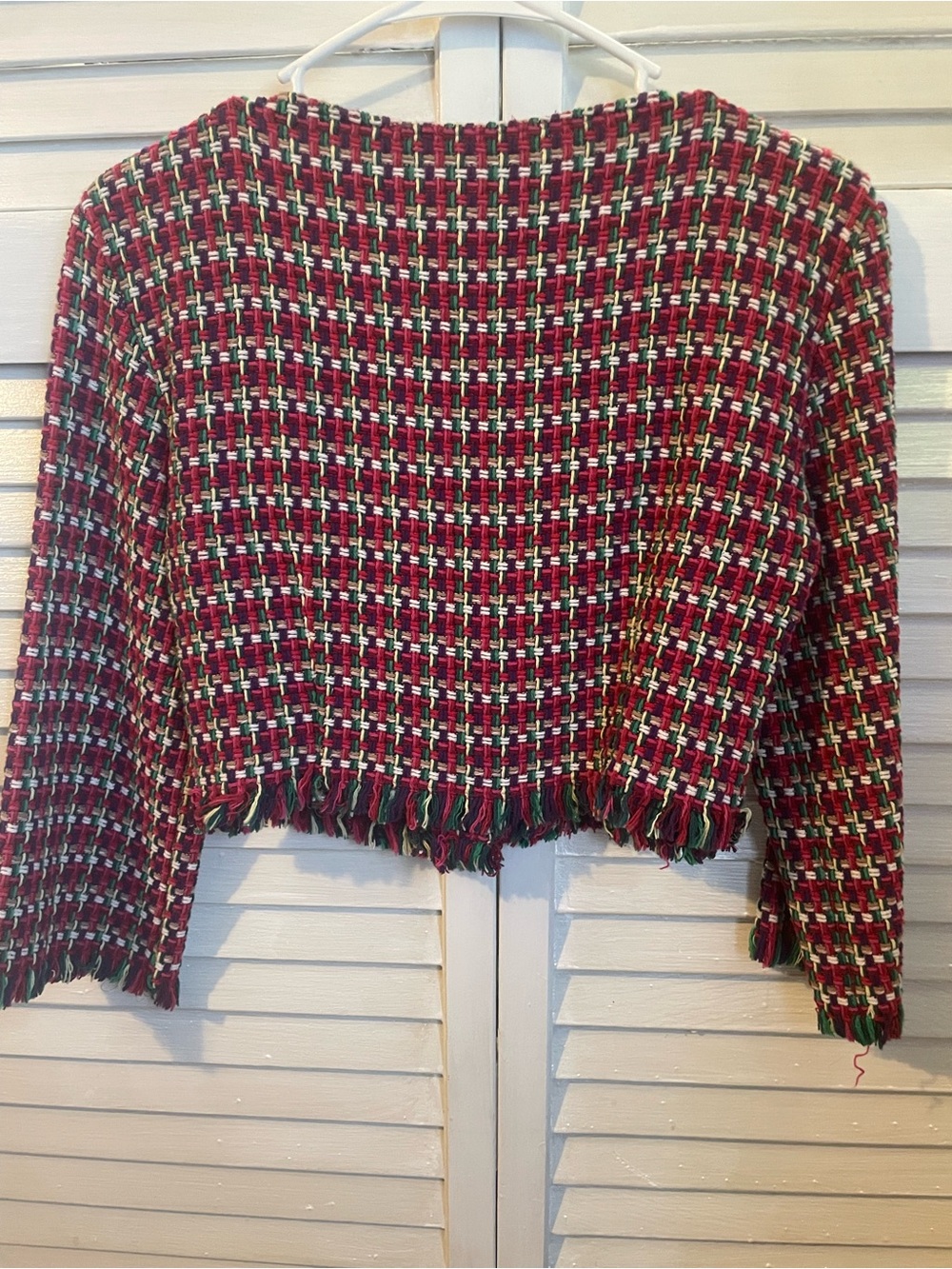 Zara Fuchsia Multi-Check Tweed Cropped Jacket - Picture 2 of 3